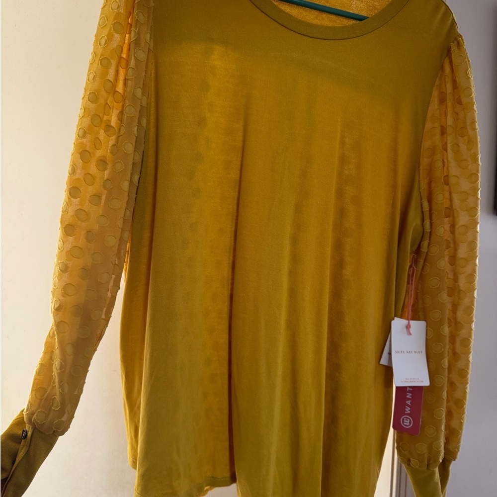 NWT Skies Are Blue Mustard Long Sleeve Top